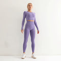 Seamless Yoga Suit Women's Long Sleeve Sports Top High Waist Hip Lifting Sports Tights Pants