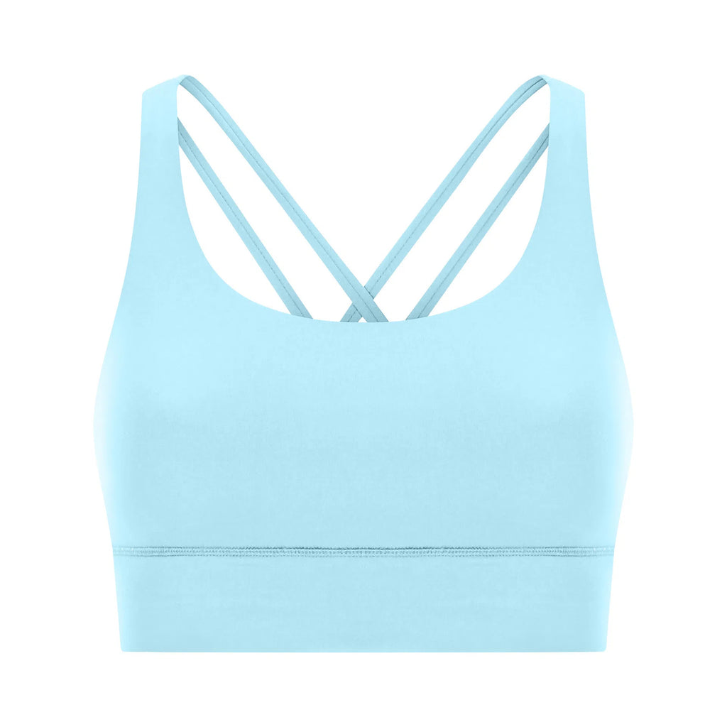 Cross back yoga bra brushed bare high-strength shock-absorbing gathering sports vest for women