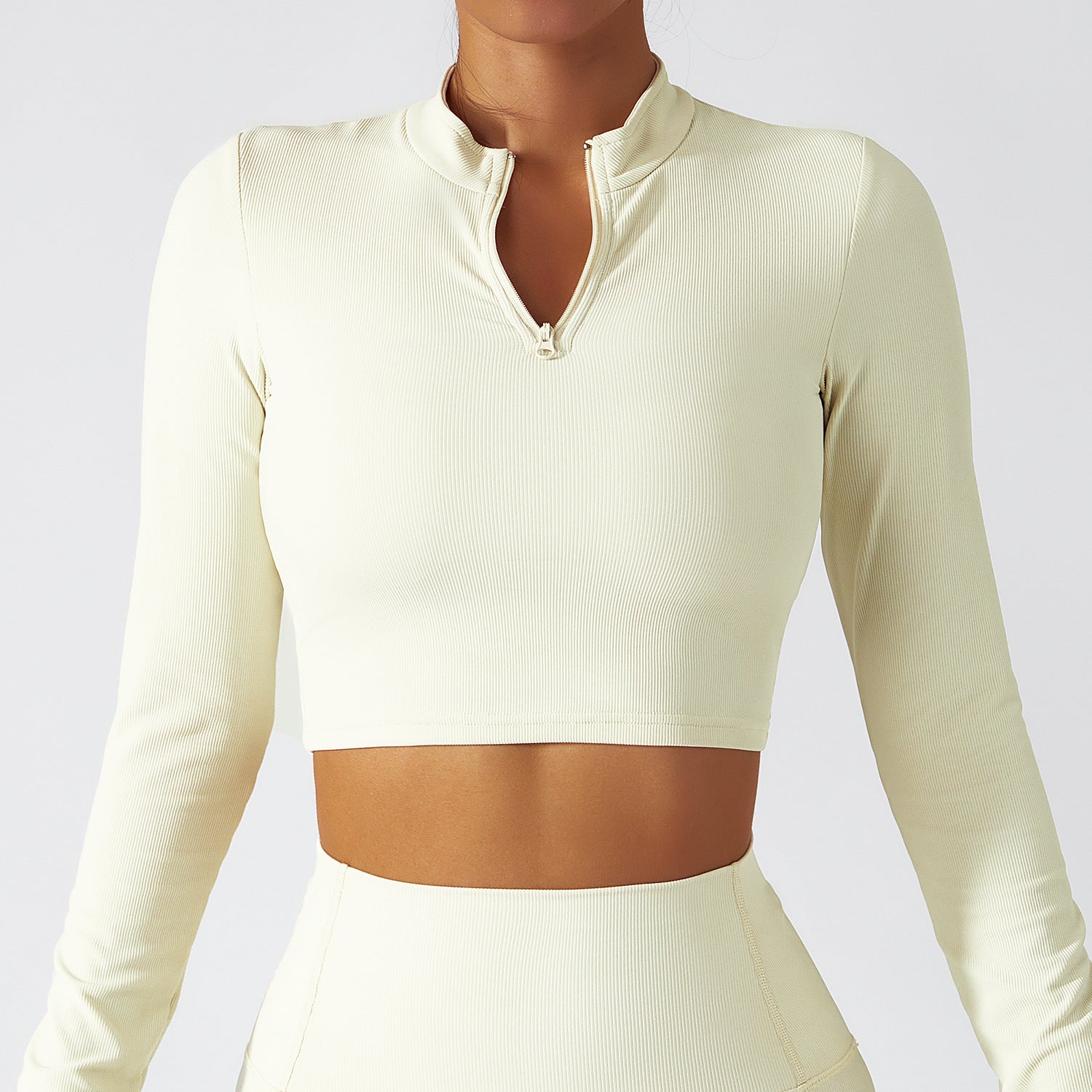 Stand Collar Zipper Long-Sleeved Yoga Clothes Female Quick Dry Exercise Running Fitness Tops Thin Slim High-Intensity Sportswear