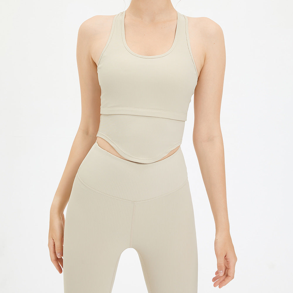 U-Shaped Breathable Sports Undershirt Threaded Fitness Tops External Bodybuilding Yoga Back Sleeveless Running Underwear Female