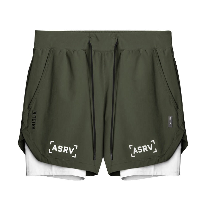 Sports Shorts, Mens American Trendy Brand Anti Glare Double Layer Quick Drying Basketball Pants, Outdoor Running Fitness Capris