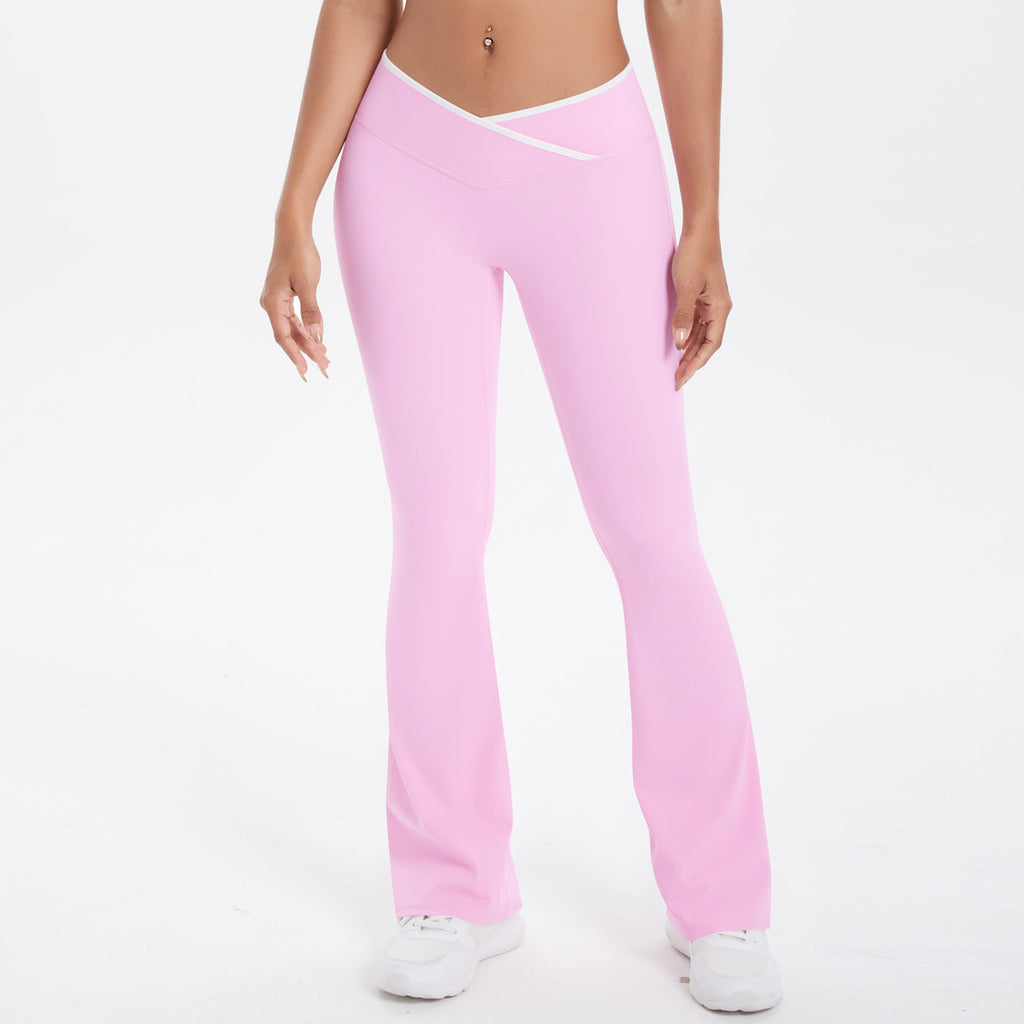 Naked tight yoga pants contrasting vest, sports bra crossed high waist wide leg pants women's sports and fitness pants