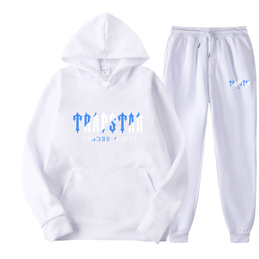 TRAPSTAR LETTER PRINT Men's and Women's Sportswear Brushed Two Piece Loose Hooded Sweater Set