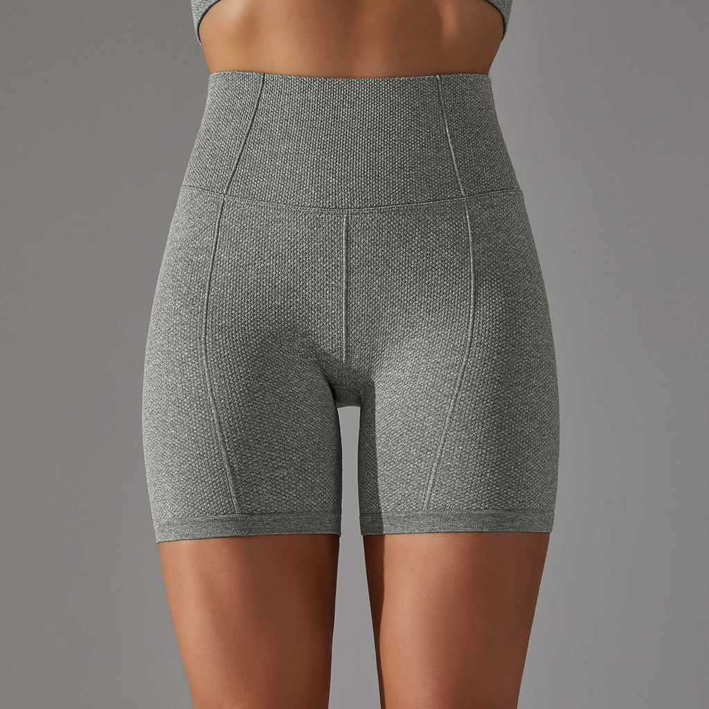 seamless solid color polka dot jacquard high-waisted tummy-control butt-lifting yoga shorts fitness running pants for women