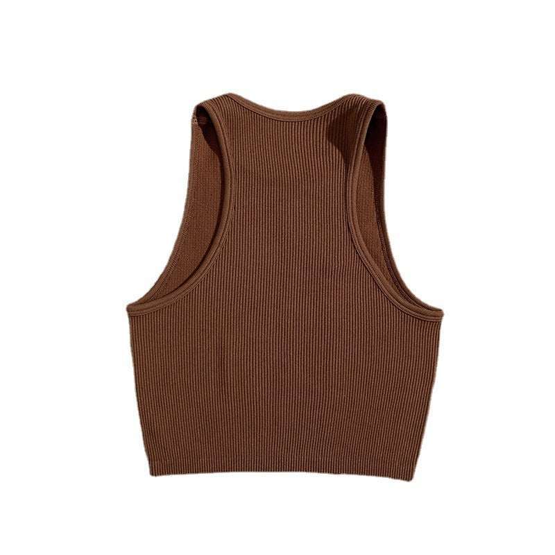 Popular Yoga Threaded Vest Nylon Fast Dry Running Bra Skin touching Naked Sports Bra