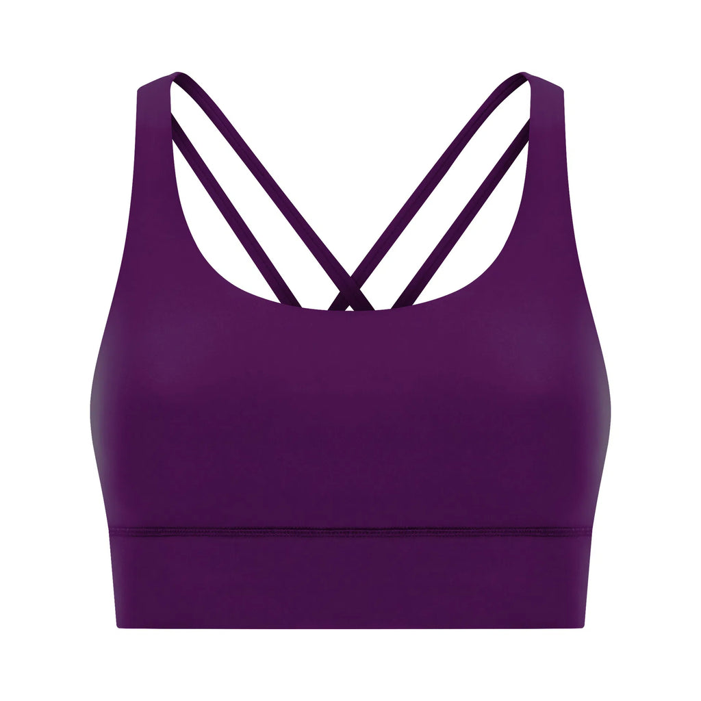 Cross back yoga bra brushed bare high-strength shock-absorbing gathering sports vest for women