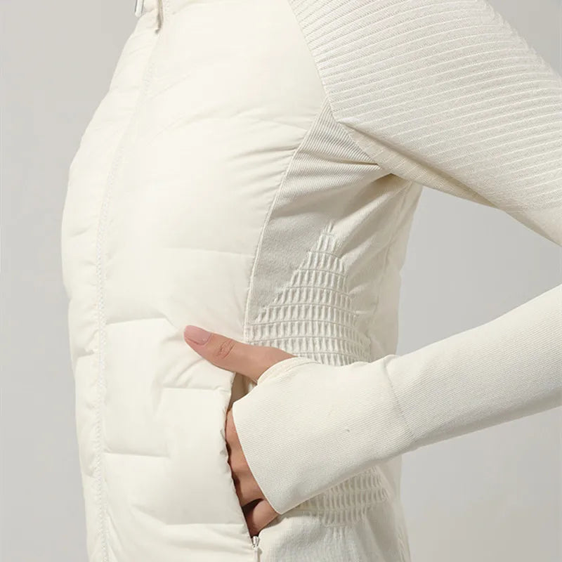 Autumn Winter Sport Seamless Splicing Down Jacket Women Thin Down Jacket For Women Ultralight Puffer Jacket Running Jacket