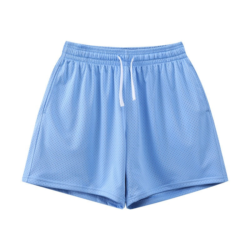 Sports Training Quarter Shorts Mens Over Knee Sports Pants Summer Training Fitness Two Layer Mesh Breathable Basketball Pants
