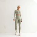 Seamless Yoga Suit Women's Long Sleeve Sports Top High Waist Hip Lifting Sports Tights Pants