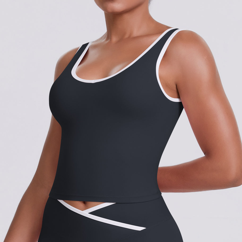 Naked tight yoga pants contrasting vest, sports bra crossed high waist wide leg pants women's sports and fitness pants
