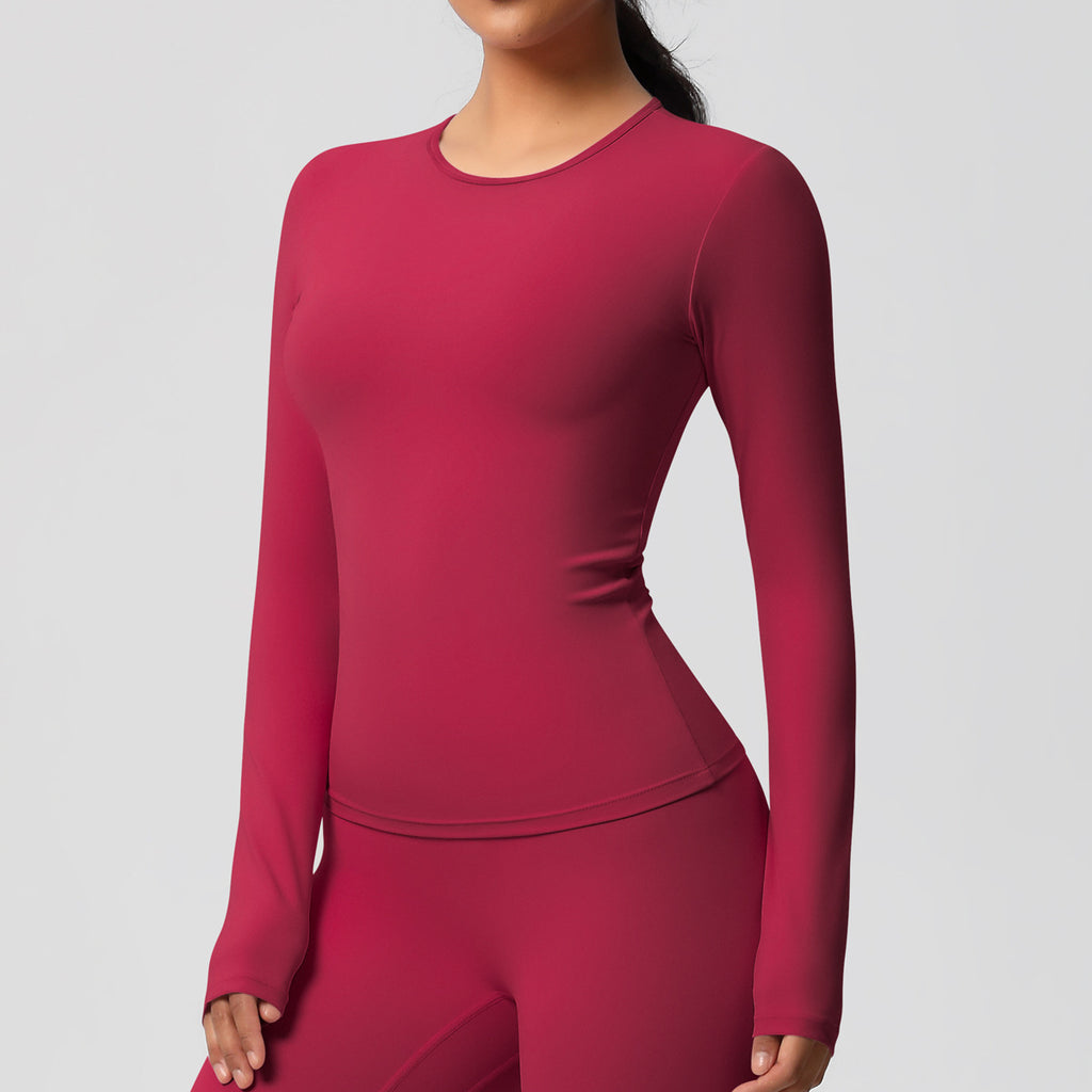 Yoga pants solid color long sleeved beautiful back sports short sleeved slim fit fitness pants set