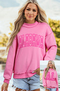 Bright Pink ALABAMA Printed Double Wear Mock Neck Reversible Sweatshirt