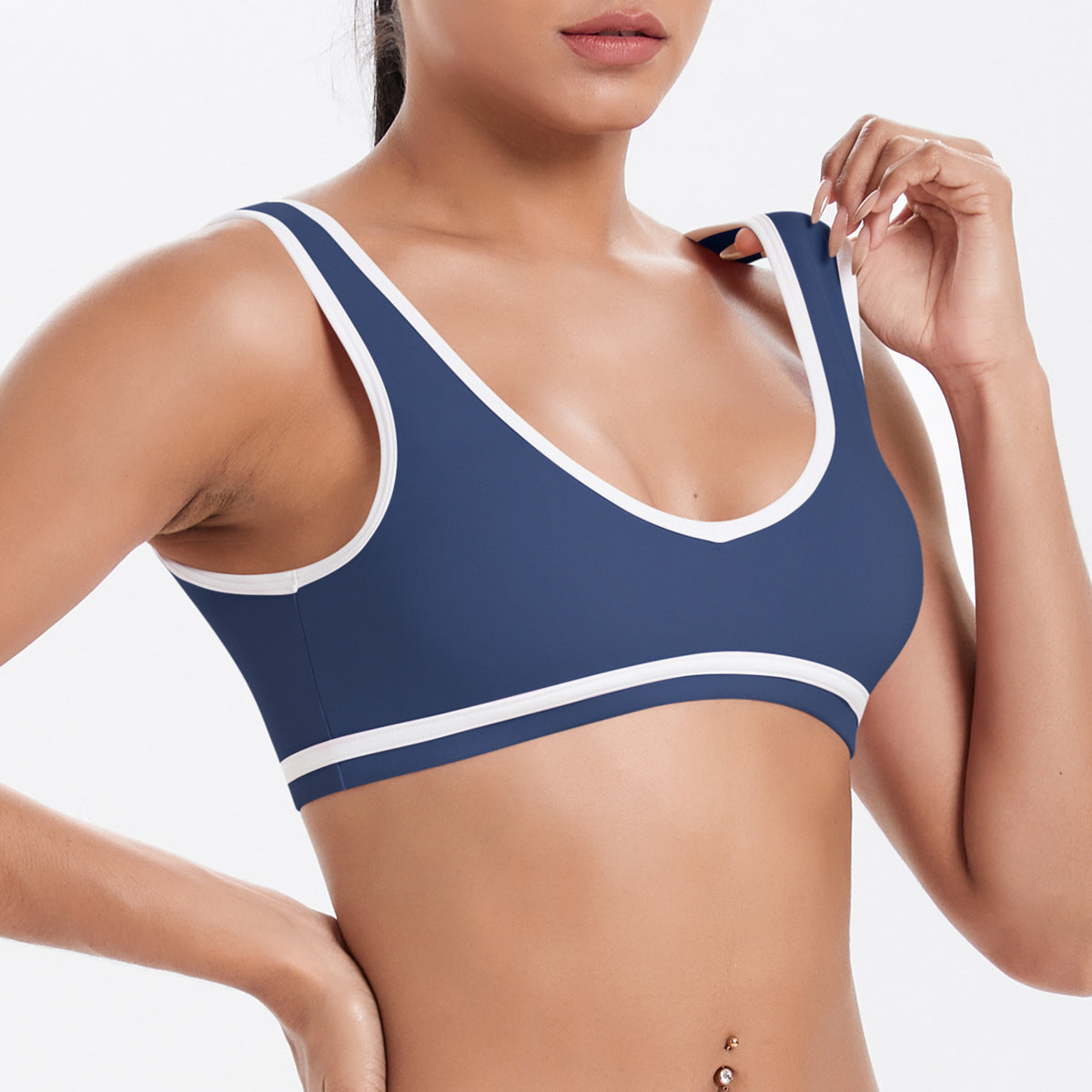 Naked tight yoga pants contrasting vest, sports bra crossed high waist wide leg pants women's sports and fitness pants