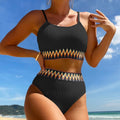Split bikini swimsuit for women high waisted tight fitting sexy solid color women's swimsuit