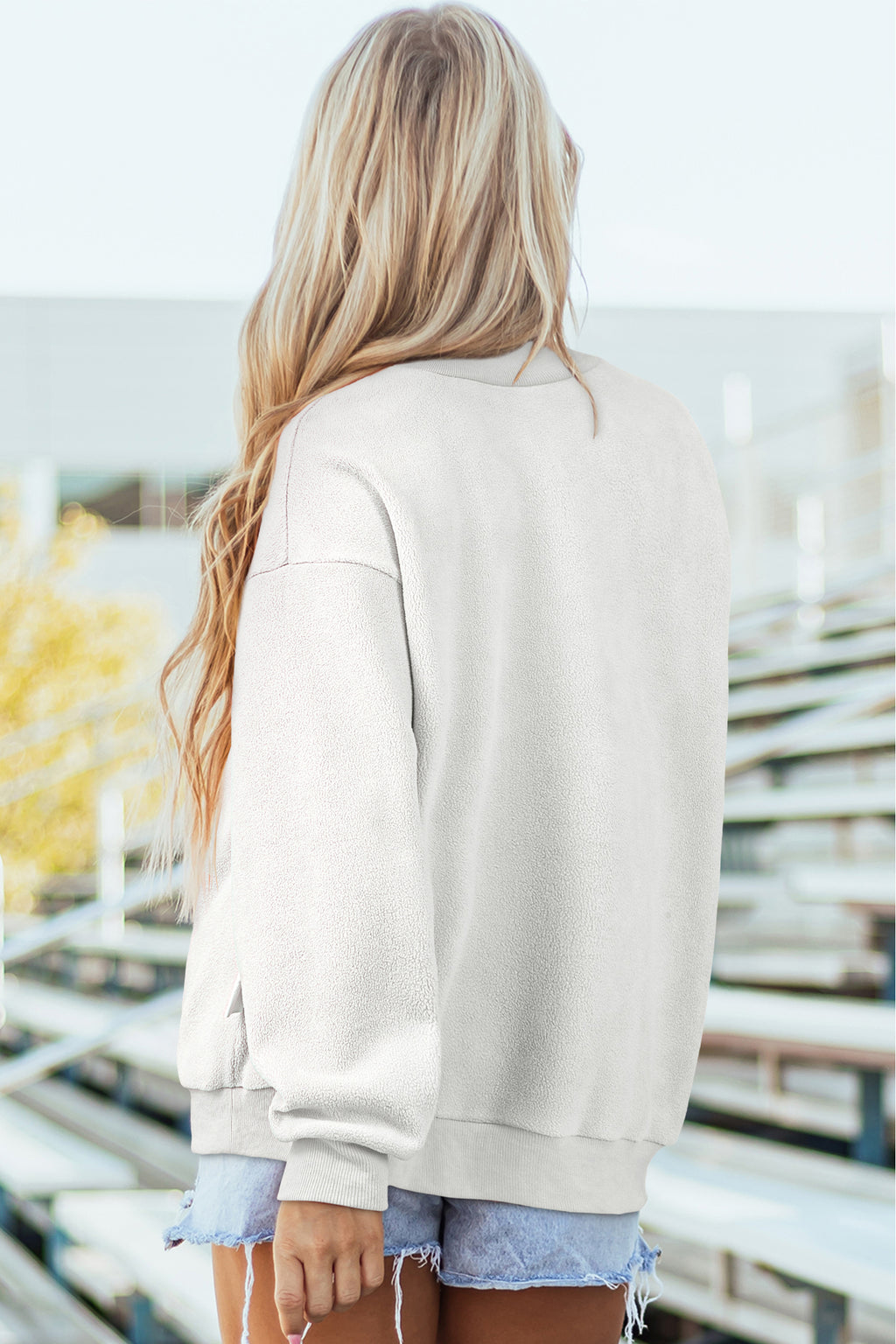 White Kentucky Graphic Mock Neck Reversible Sweatshirt
