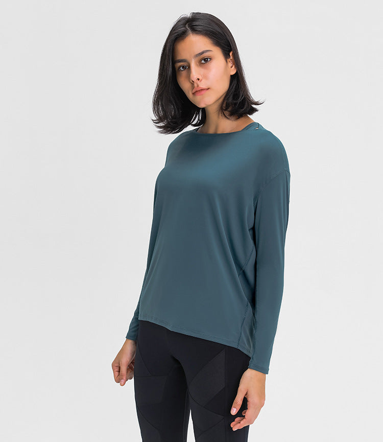 New Double-Sided Nude Loose Long Sleeve Women's Slim Breathable And Simple Training Yoga Clothes