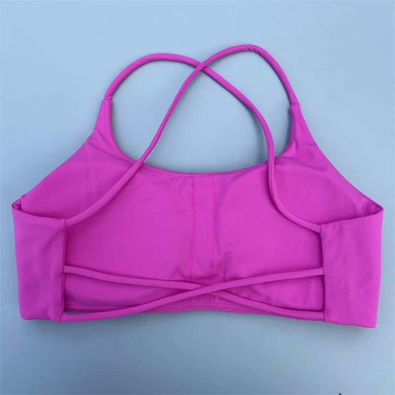Candy colored nude fitness bra, outdoor tight running sports bra, shock-absorbing and quick drying fitness suit top