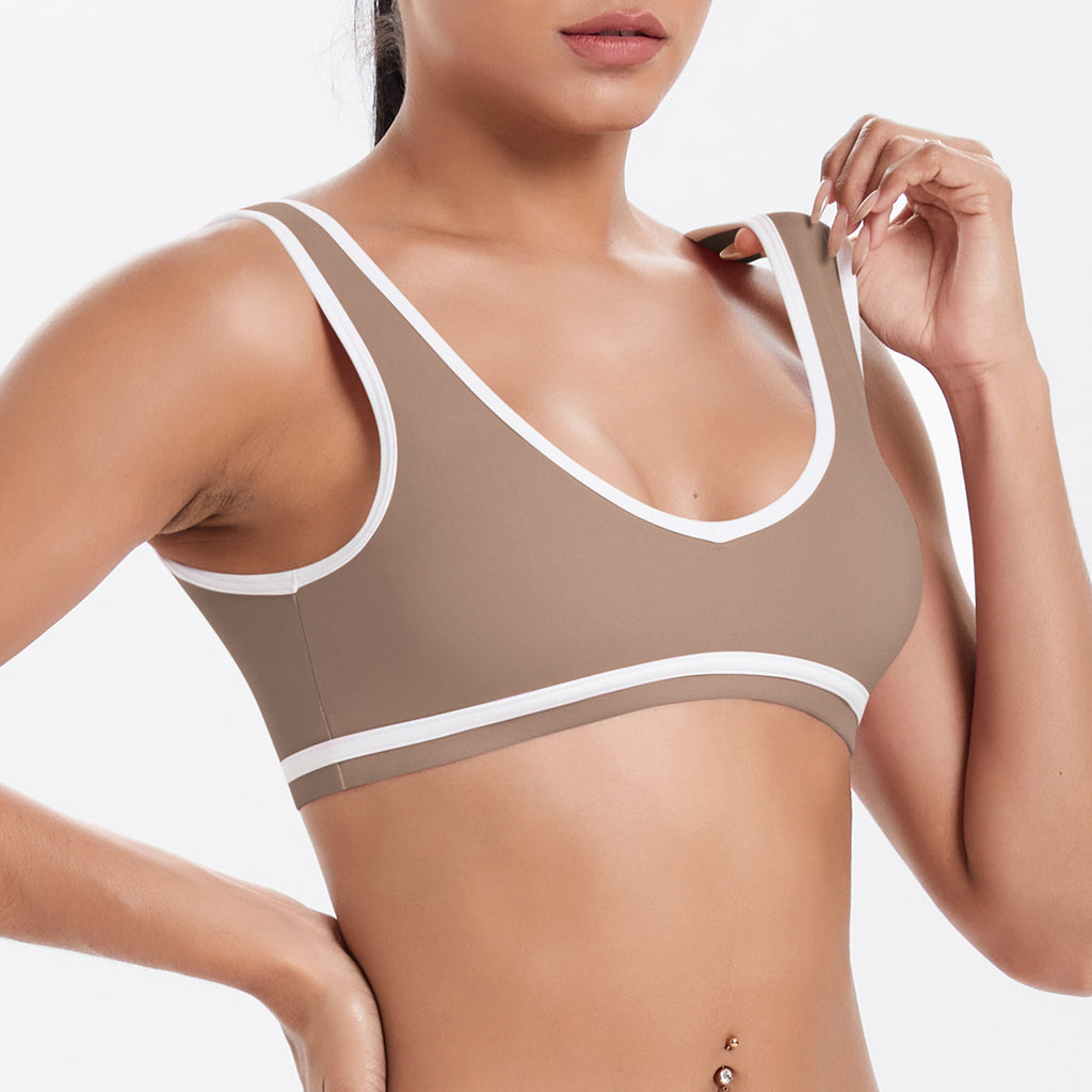 Naked tight yoga pants contrasting vest, sports bra crossed high waist wide leg pants women's sports and fitness pants