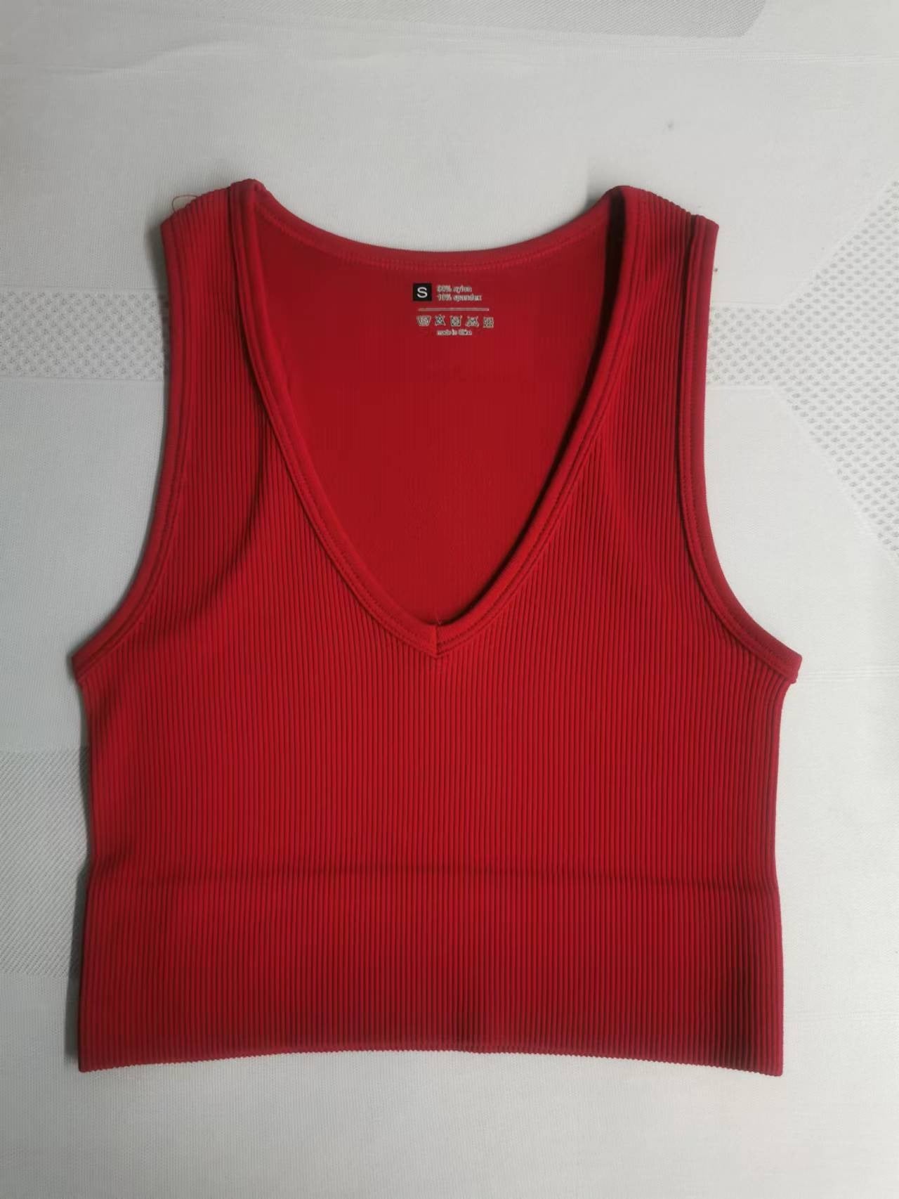 Yoga Thread Sexy V-Neck Tank Top Fast Running Fitness Bra Skin Touching Naked Sports Bra