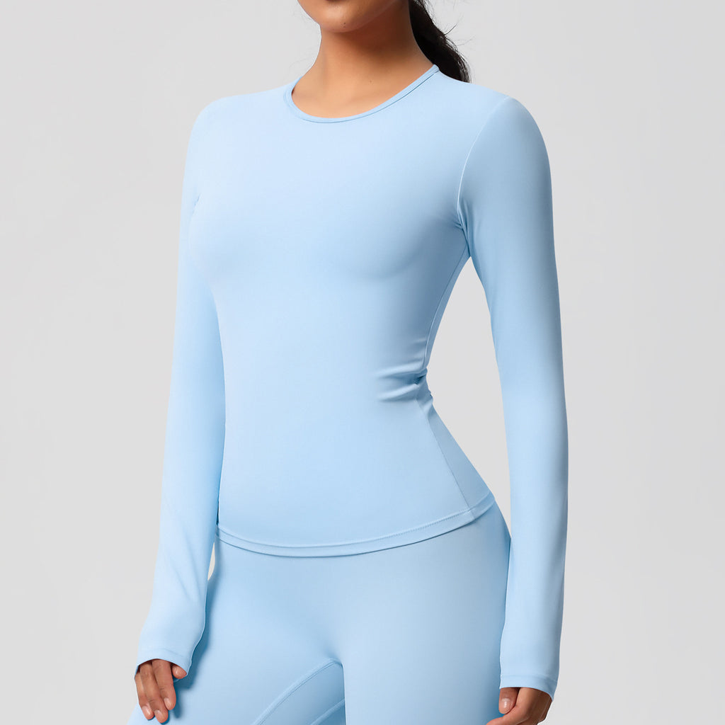 Yoga pants solid color long sleeved beautiful back sports short sleeved slim fit fitness pants set