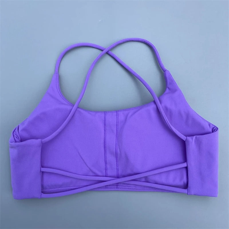 Candy colored nude fitness bra, outdoor tight running sports bra, shock-absorbing and quick drying fitness suit top