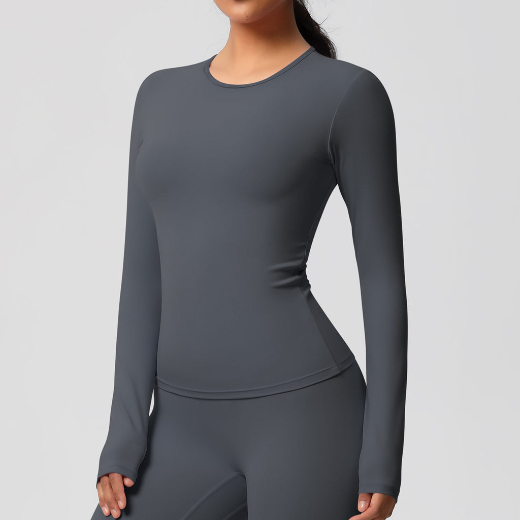 Yoga pants solid color long sleeved beautiful back sports short sleeved slim fit fitness pants set