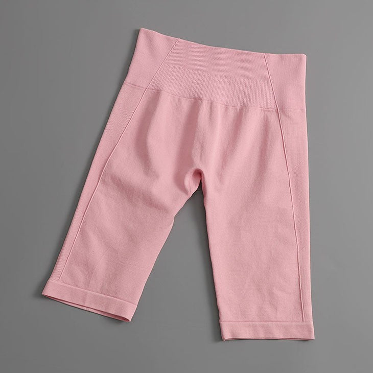 Seamless  Shorts for Women High-Waisted Butt-Lifting Workout Shorts Breathable 5/6 Length Running Training Fitness Pants