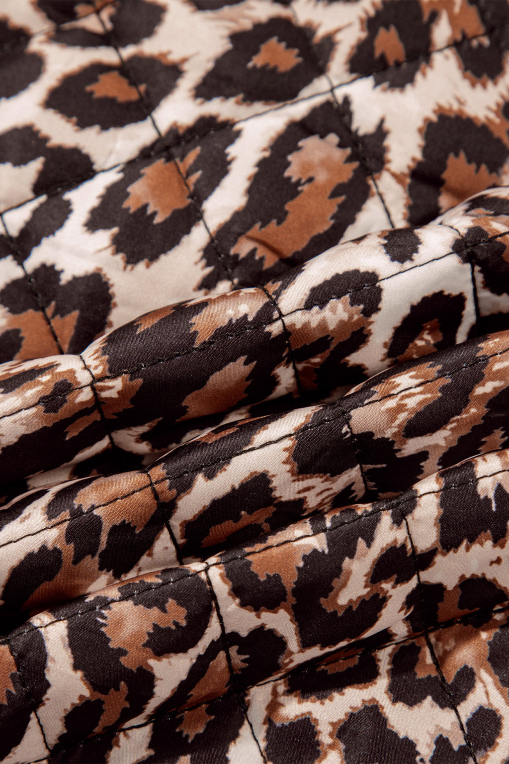 Brown Leopard Print Quilted Button Front Patch Pockets Jacket